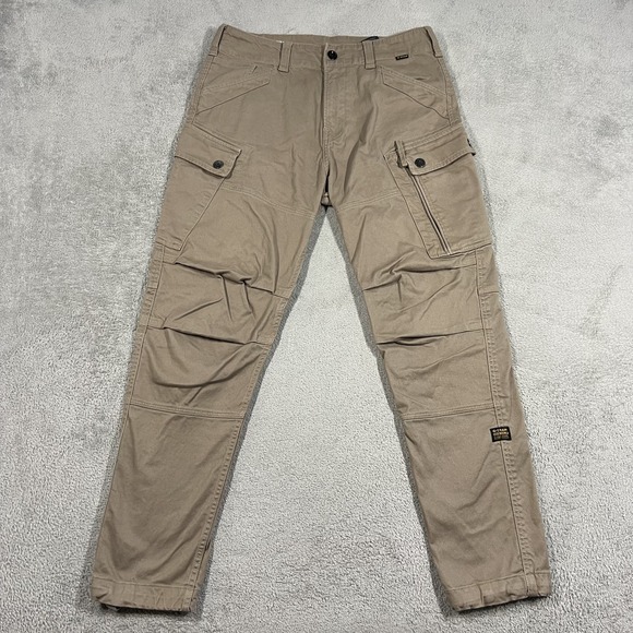 G Star Raw Pants Mens 31x32 Khaki Zip Cargo Regular Tapered